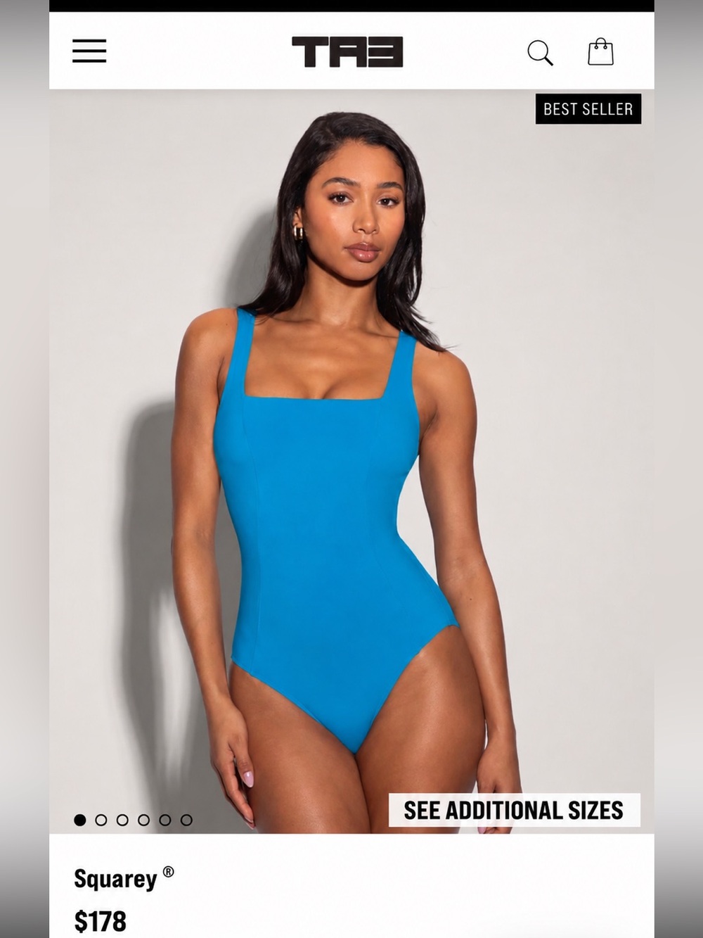 Ta3 Squarey Vibrant Blue Square-Neck One-Piece Swimsuit